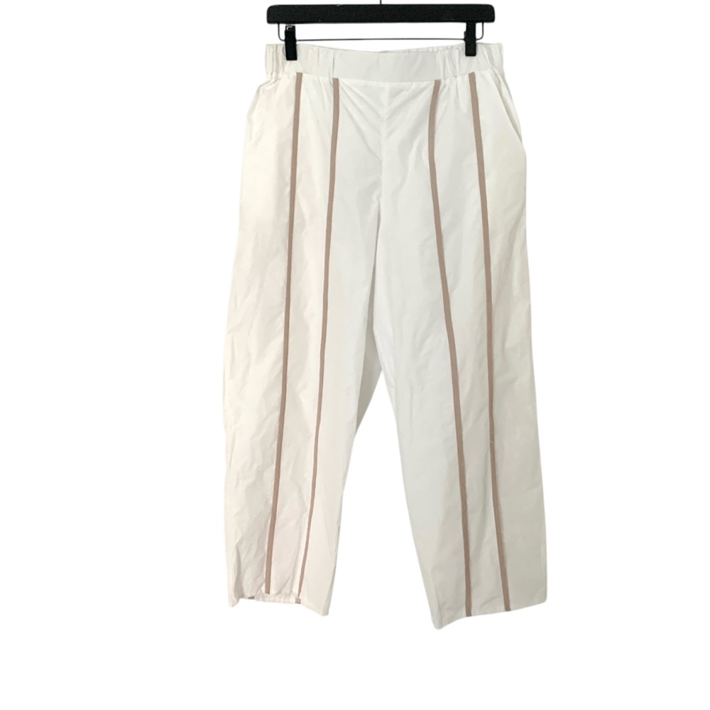 NWT Luukaa Ecru Striped Women’s Size 2/US 8 Pull On Parachute Style Lined Pants